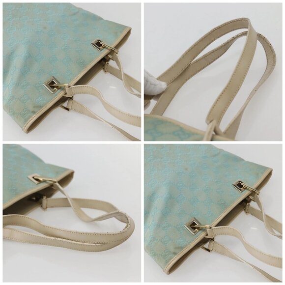 GUCCI GG Canvas Tote Bag Light Blue Gold 002 1099 Auth 130091 - Picture 16 of 16